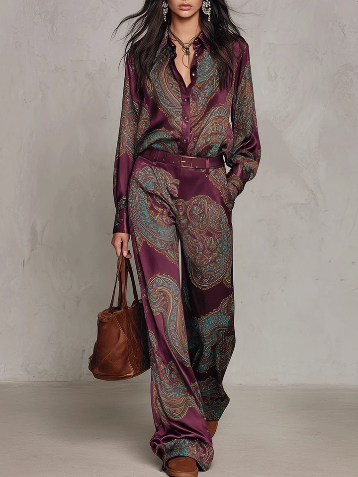 Eugenia™ Paisley Print Wide-Leg Two-Piece Set