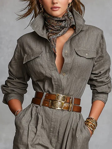 Marlene™ Collared Long-Sleeve Jumpsuit